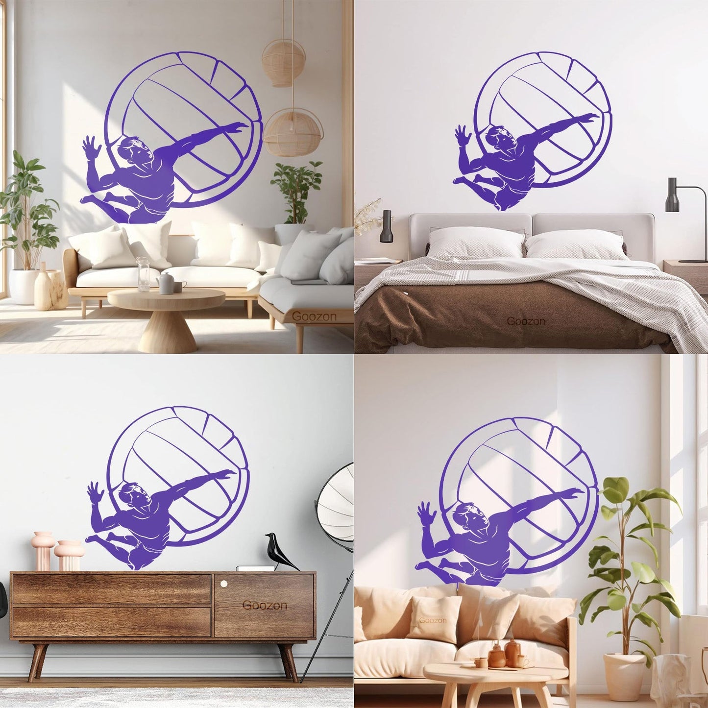 Lettering Stickers Volleyball Player Ball Sport Beach Living Easy Installation