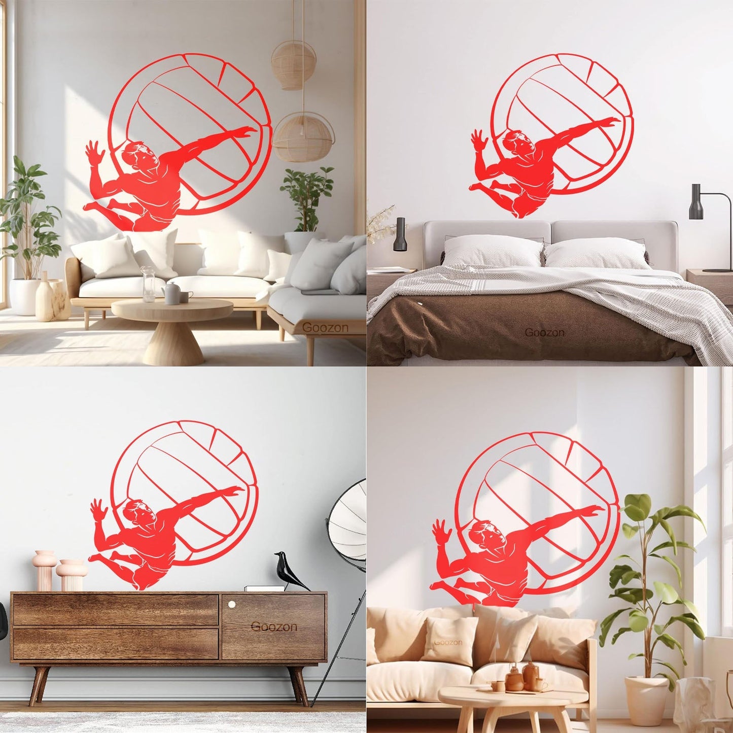 Lettering Stickers Volleyball Player Ball Sport Beach Living Easy Installation
