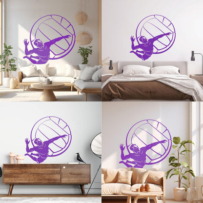 Lettering Stickers Volleyball Player Ball Sport Beach Living Easy Installation