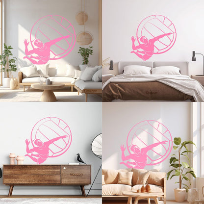 Lettering Stickers Volleyball Player Ball Sport Beach Living Easy Installation