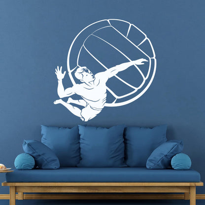 Lettering Stickers Volleyball Player Ball Sport Beach Living Easy Installation