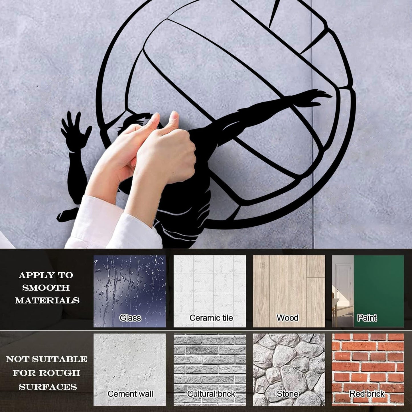 Lettering Stickers Volleyball Player Ball Sport Beach Living Easy Installation