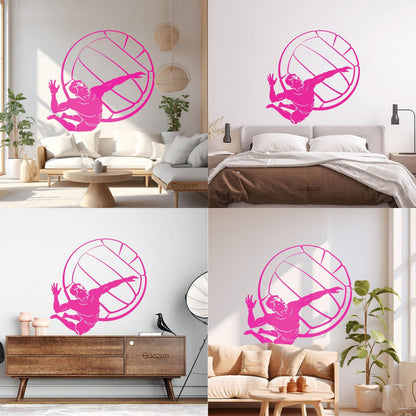 Lettering Stickers Volleyball Player Ball Sport Beach Living Easy Installation