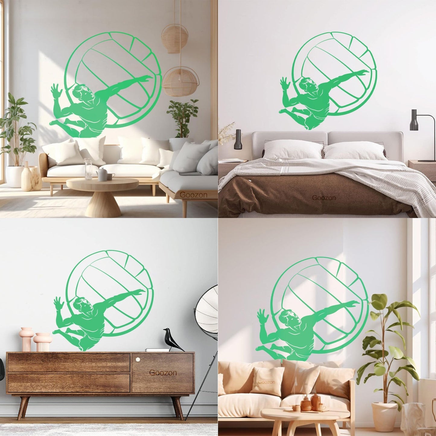 Lettering Stickers Volleyball Player Ball Sport Beach Living Easy Installation