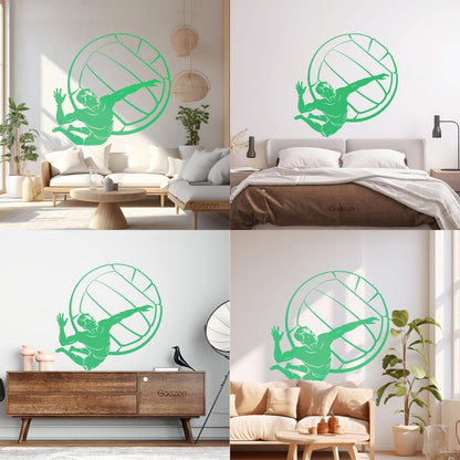 Lettering Stickers Volleyball Player Ball Sport Beach Living Easy Installation