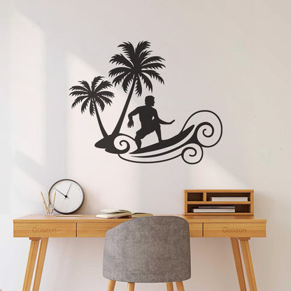 Wall Decals Wave Surfing Beach Extreme Sports Palms Waterproof