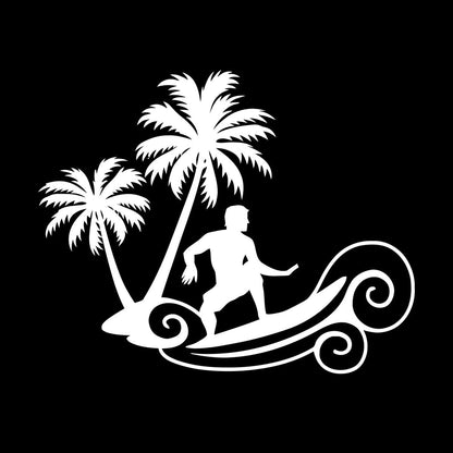 Wall Decals Wave Surfing Beach Extreme Sports Palms Waterproof