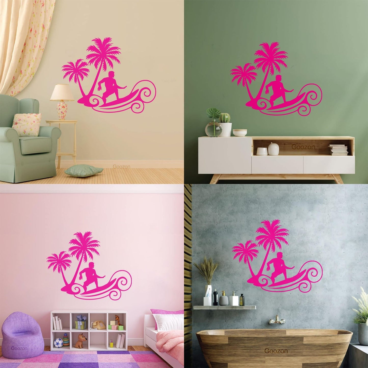 Wall Decals Wave Surfing Beach Extreme Sports Palms Waterproof