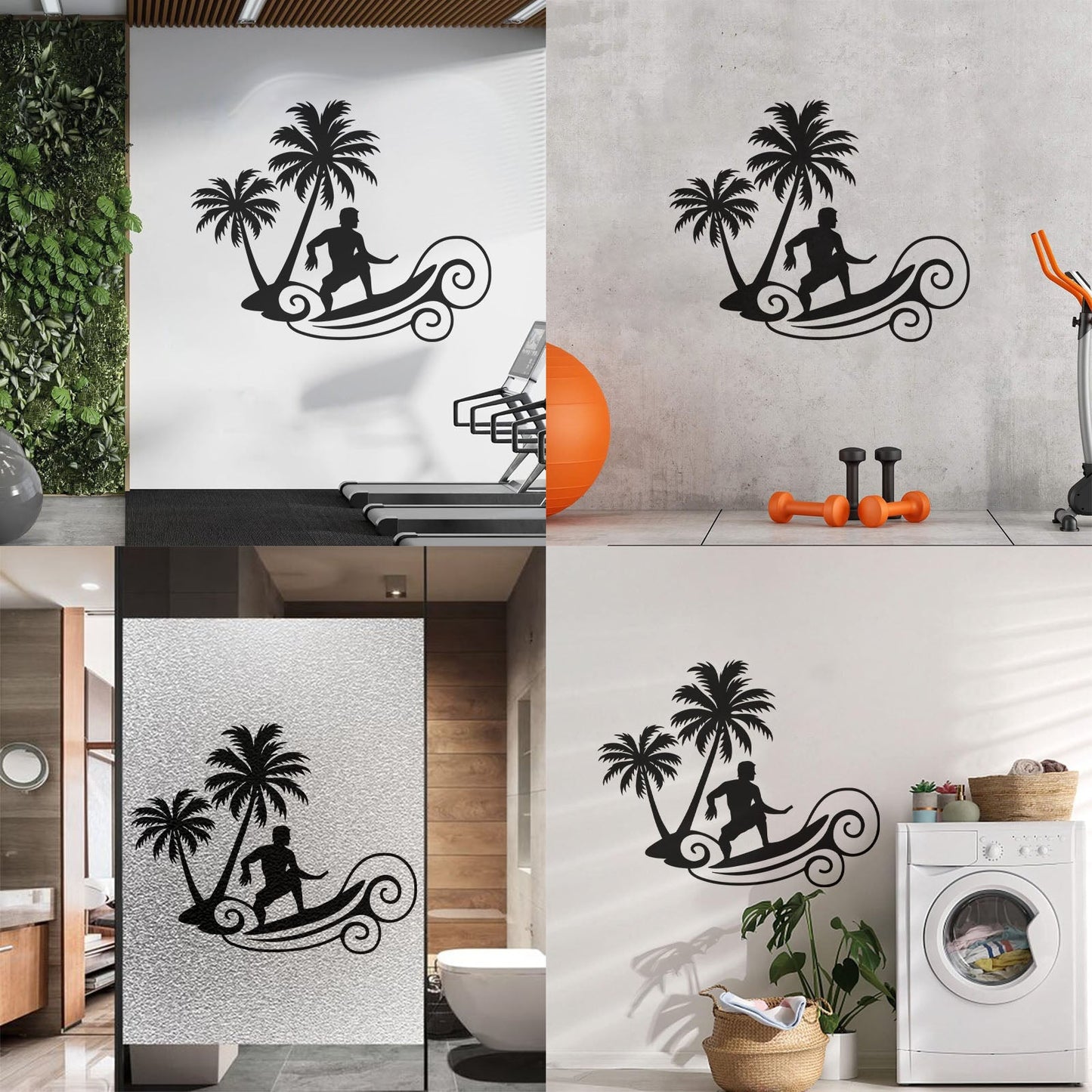 Wall Decals Wave Surfing Beach Extreme Sports Palms Waterproof