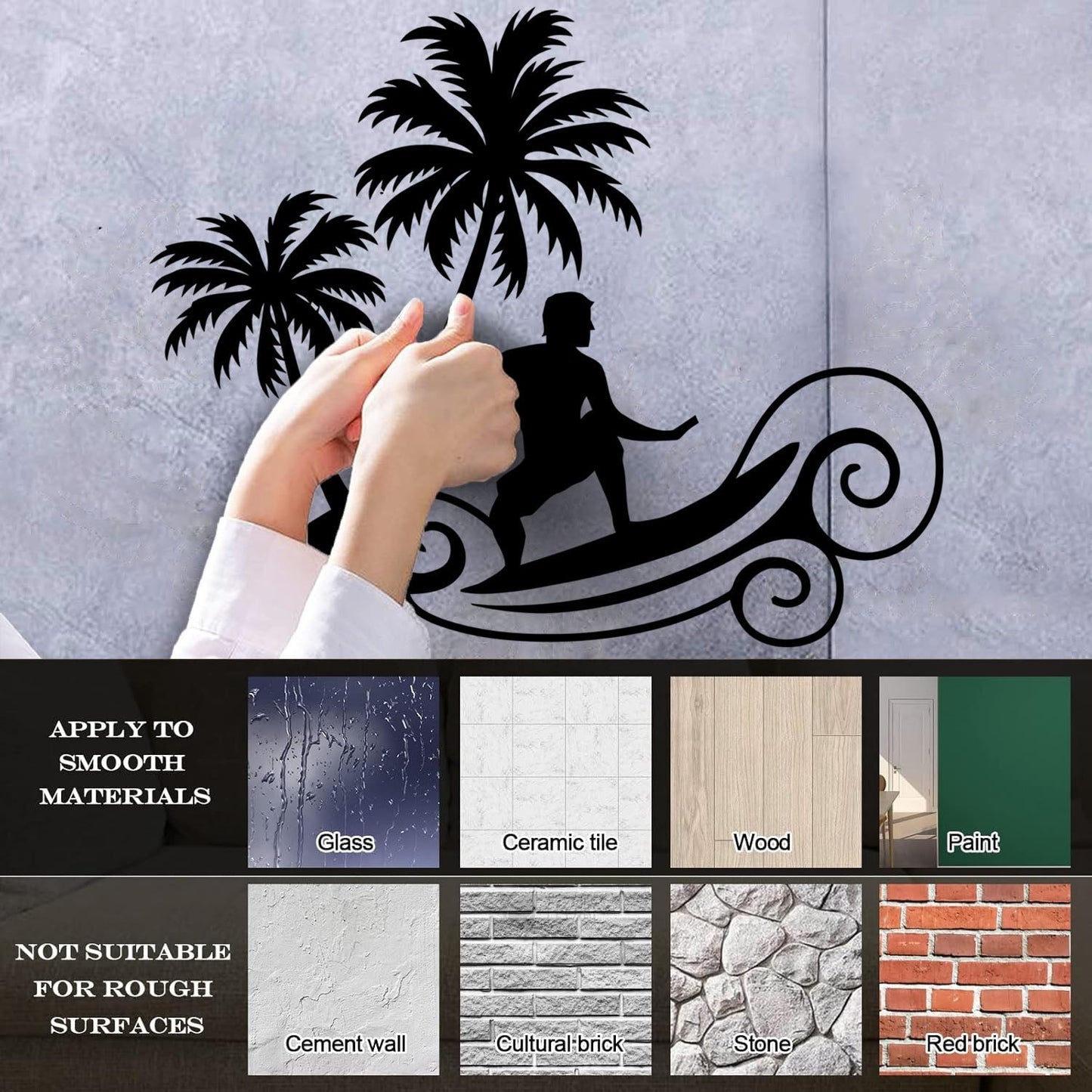 Wall Decals Wave Surfing Beach Extreme Sports Palms Waterproof