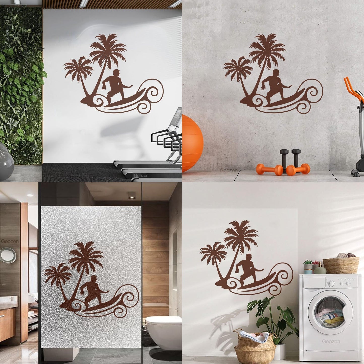 Wall Decals Wave Surfing Beach Extreme Sports Palms Waterproof