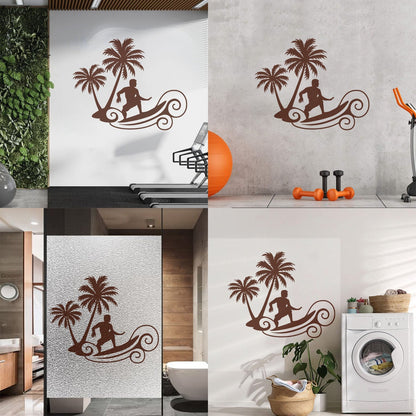 Wall Decals Wave Surfing Beach Extreme Sports Palms Waterproof