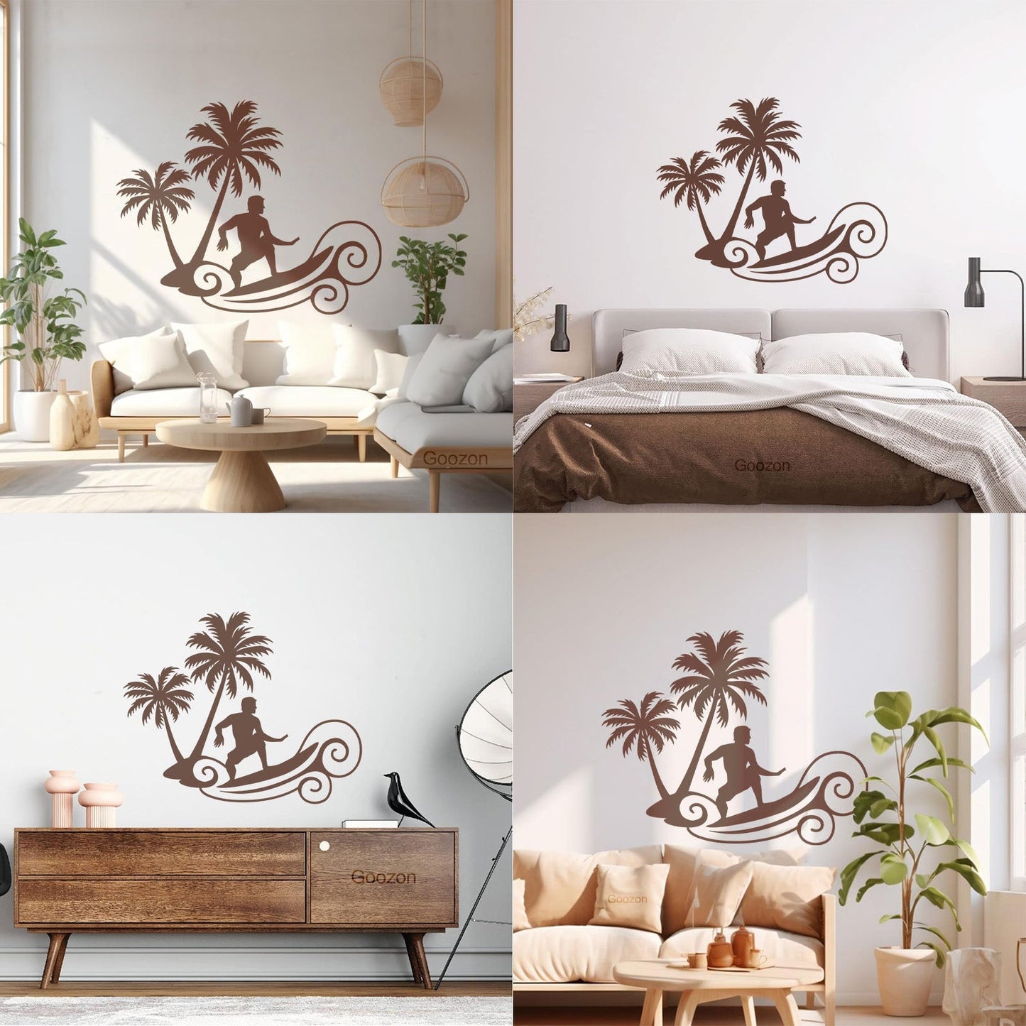 Wall Decals Wave Surfing Beach Extreme Sports Palms Waterproof