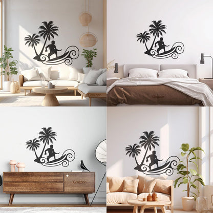 Wall Decals Wave Surfing Beach Extreme Sports Palms Waterproof