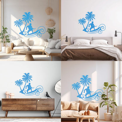 Wall Decals Wave Surfing Beach Extreme Sports Palms Waterproof