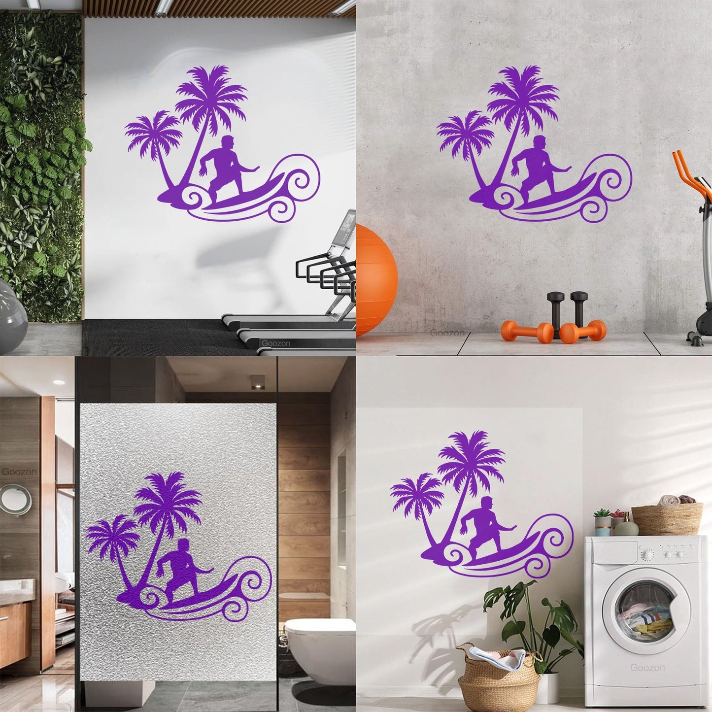 Wall Decals Wave Surfing Beach Extreme Sports Palms Waterproof