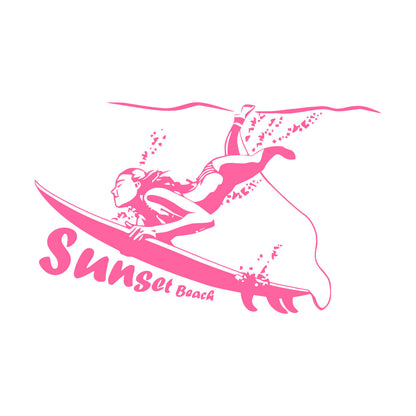 Engraving Stickers Surfing Sunset Beach Ocean Marine Sports Tattoo Culture
