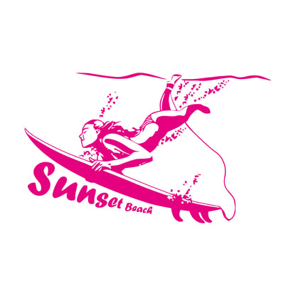 Engraving Stickers Surfing Sunset Beach Ocean Marine Sports Tattoo Culture