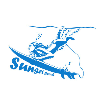 Engraving Stickers Surfing Sunset Beach Ocean Marine Sports Tattoo Culture