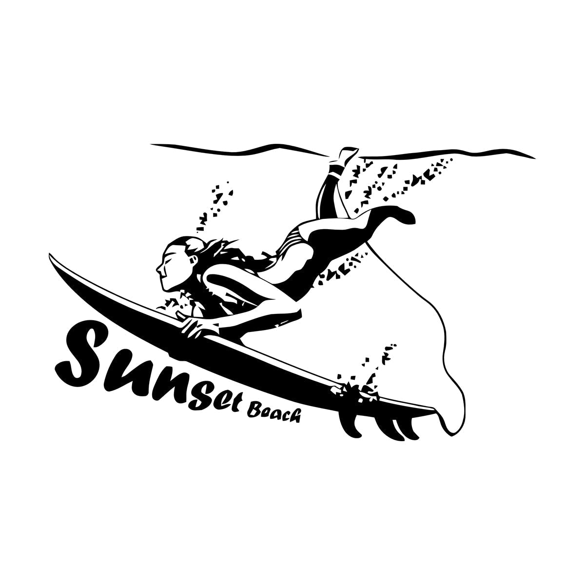 Engraving Stickers Surfing Sunset Beach Ocean Marine Sports Tattoo Culture