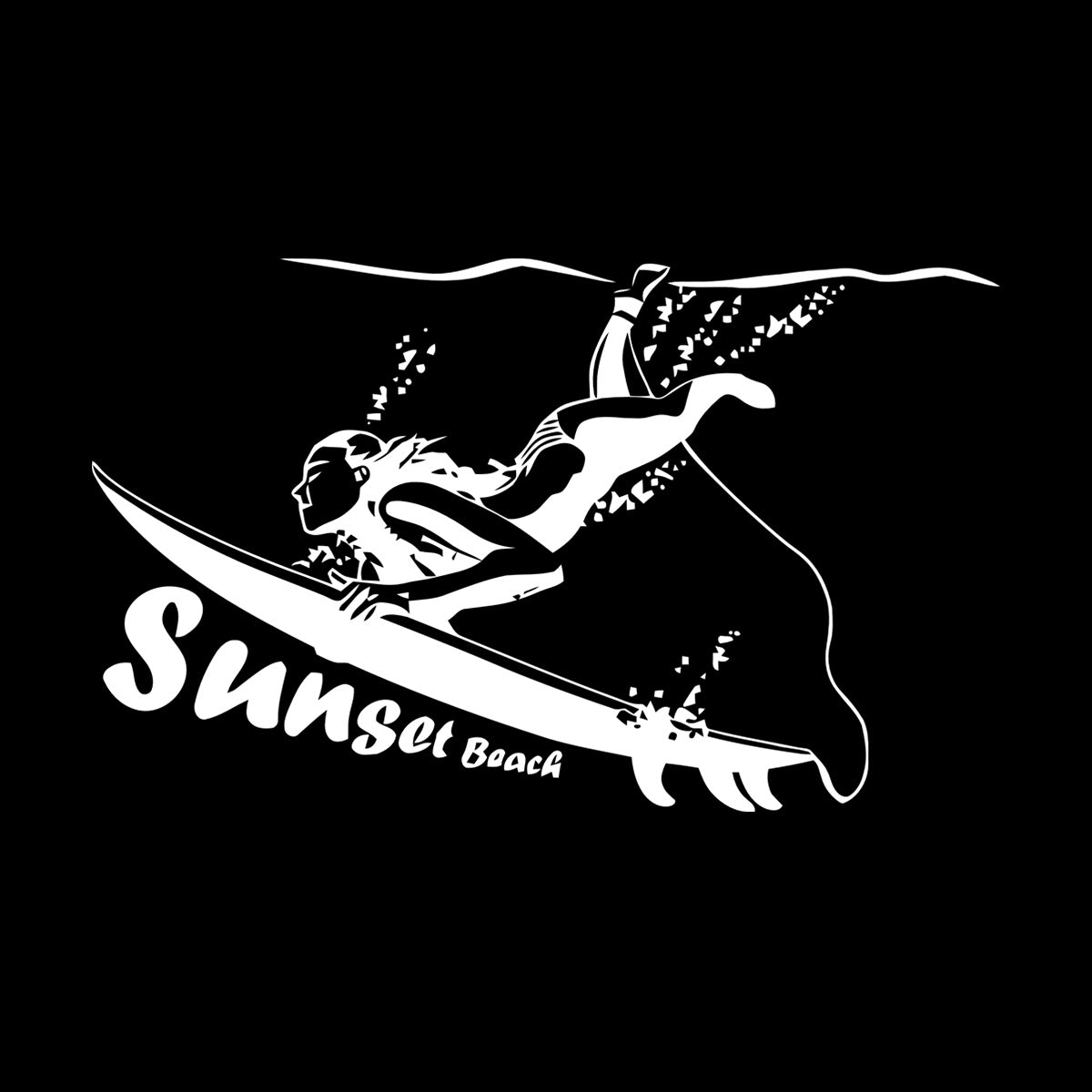 Engraving Stickers Surfing Sunset Beach Ocean Marine Sports Tattoo Culture