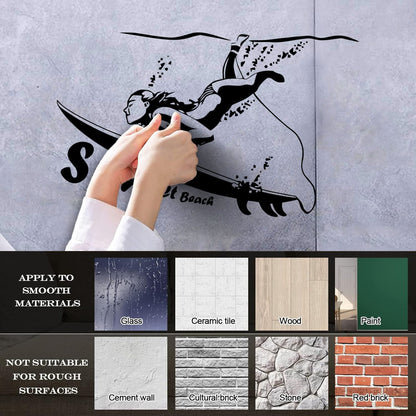 Engraving Stickers Surfing Sunset Beach Ocean Marine Sports Tattoo Culture