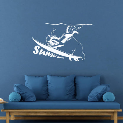 Engraving Stickers Surfing Sunset Beach Ocean Marine Sports Tattoo Culture