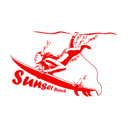 Engraving Stickers Surfing Sunset Beach Ocean Marine Sports Tattoo Culture