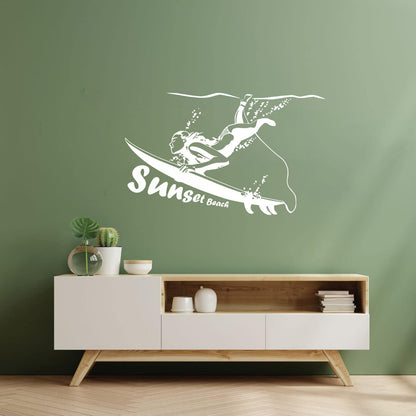 Engraving Stickers Surfing Sunset Beach Ocean Marine Sports Tattoo Culture