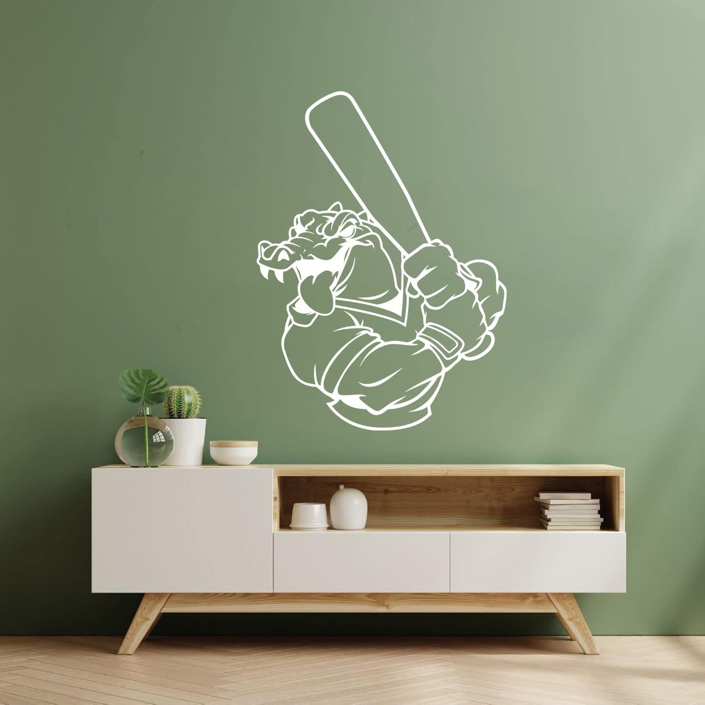 Lettering Decals Alligator Baseball Bat Player Sport Game Animal Removable Without Leaving Glue