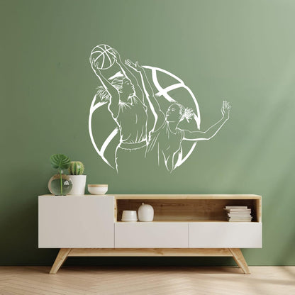 Wall Decals Basketball Girl Playing Ball Home Easy Installation