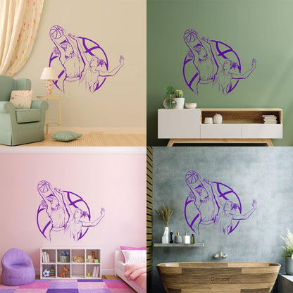 Wall Decals Basketball Girl Playing Ball Home Easy Installation