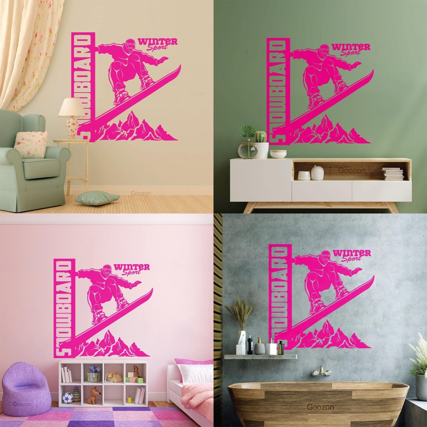 Vinyl Wall Decals Snowboard Mountains Winter Extreme Sport Home Art Mural Painting
