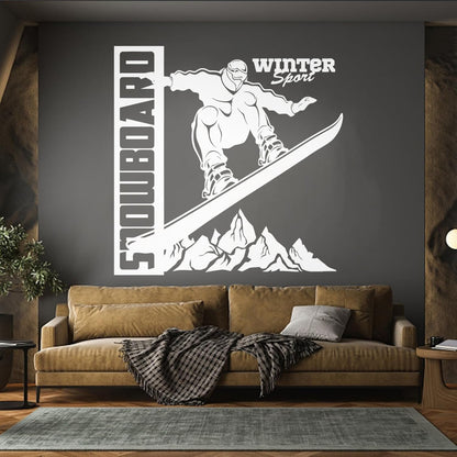 Vinyl Wall Decals Snowboard Mountains Winter Extreme Sport Home Art Mural Painting
