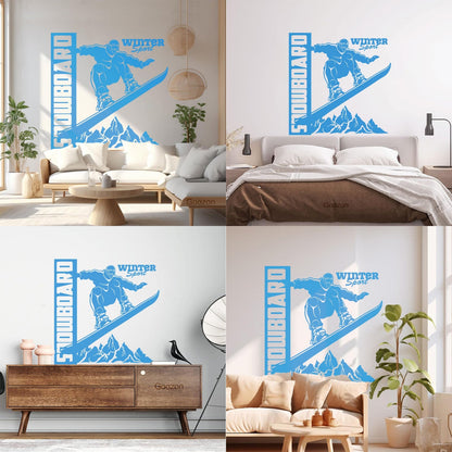 Vinyl Wall Decals Snowboard Mountains Winter Extreme Sport Home Art Mural Painting