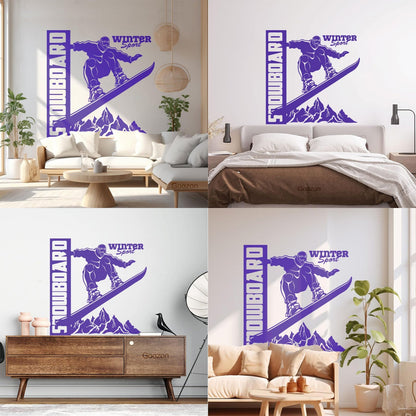 Vinyl Wall Decals Snowboard Mountains Winter Extreme Sport Home Art Mural Painting