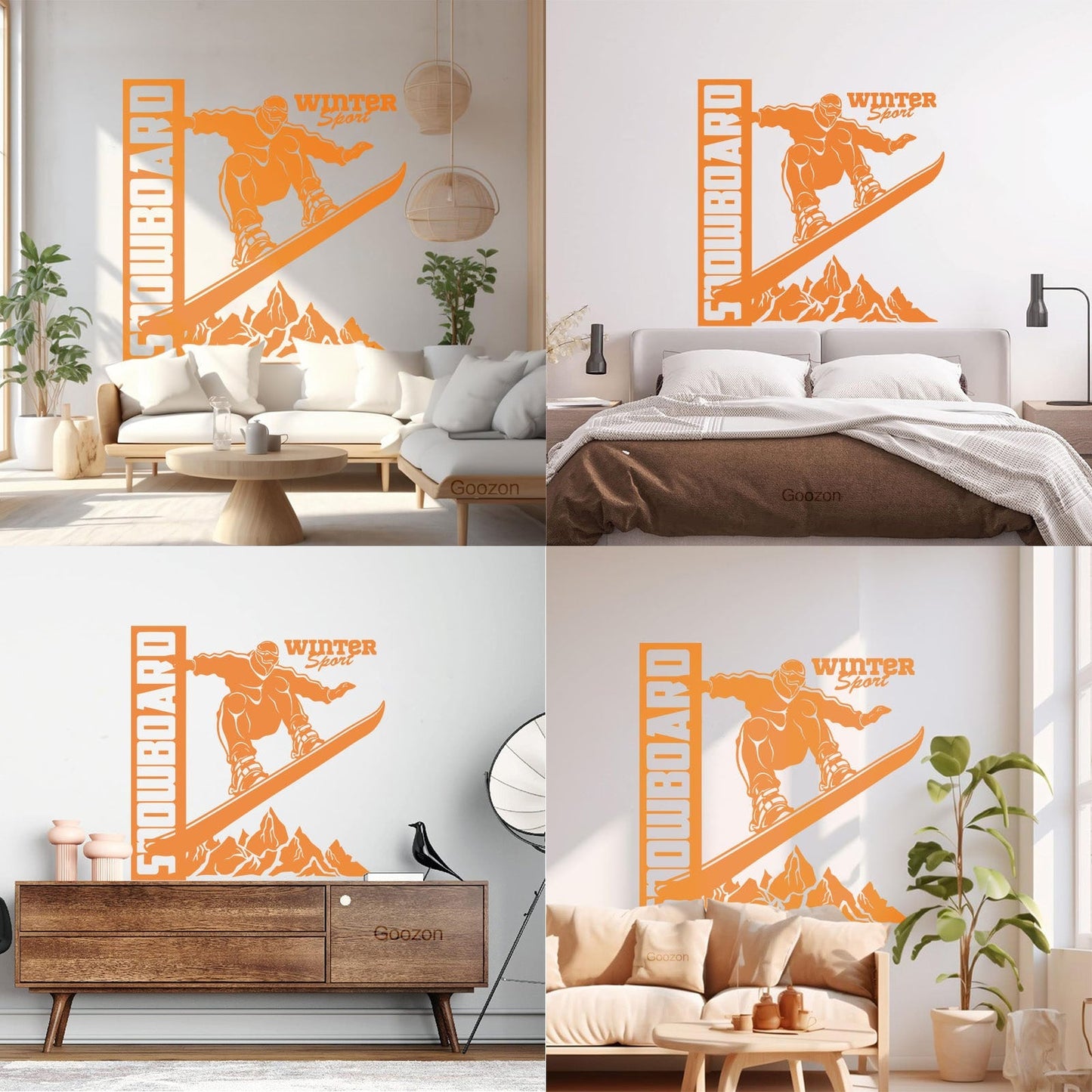 Vinyl Wall Decals Snowboard Mountains Winter Extreme Sport Home Art Mural Painting