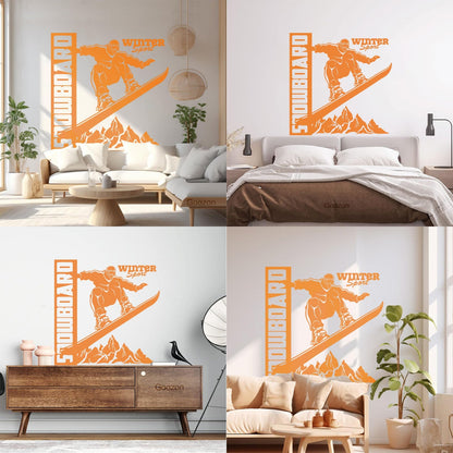 Vinyl Wall Decals Snowboard Mountains Winter Extreme Sport Home Art Mural Painting