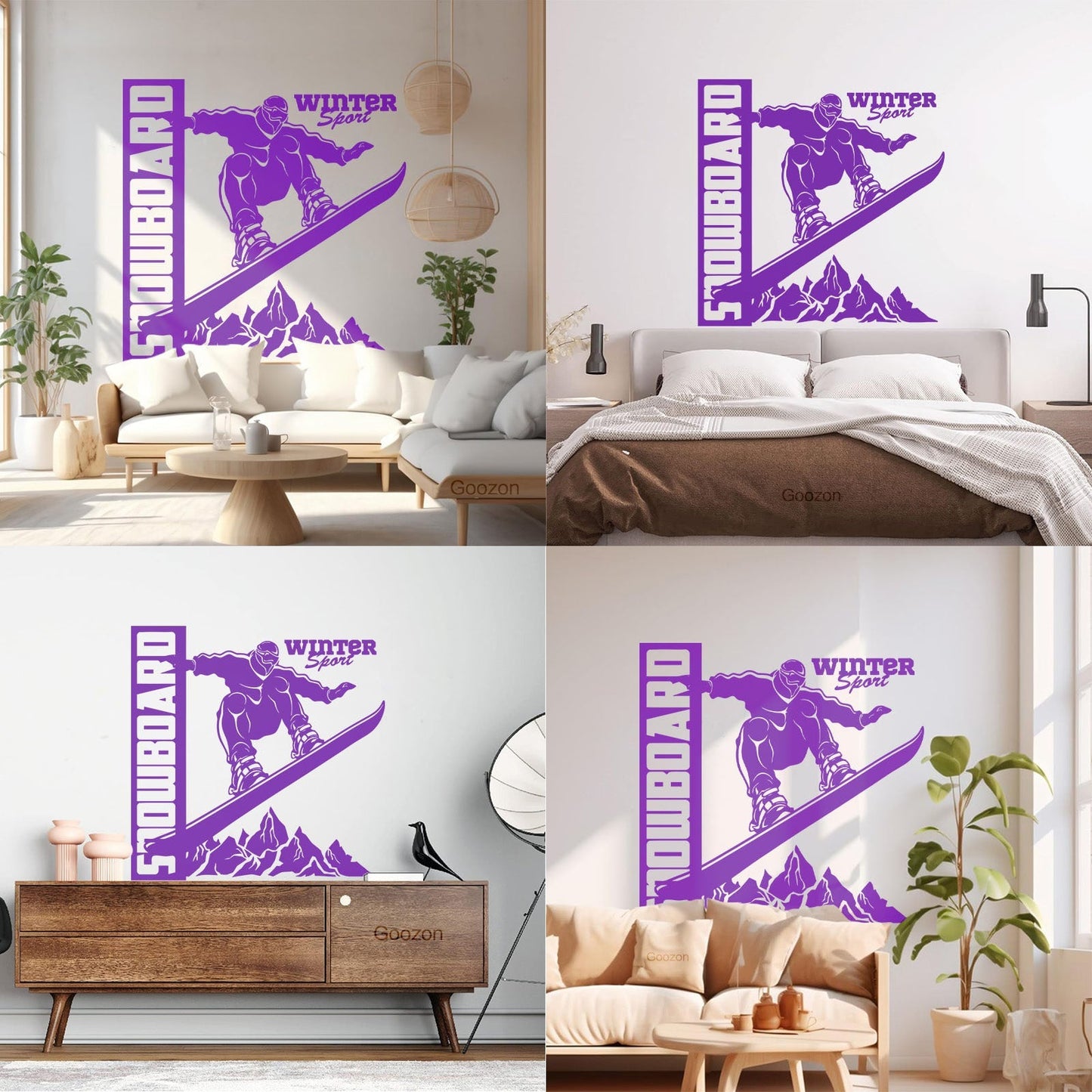 Vinyl Wall Decals Snowboard Mountains Winter Extreme Sport Home Art Mural Painting