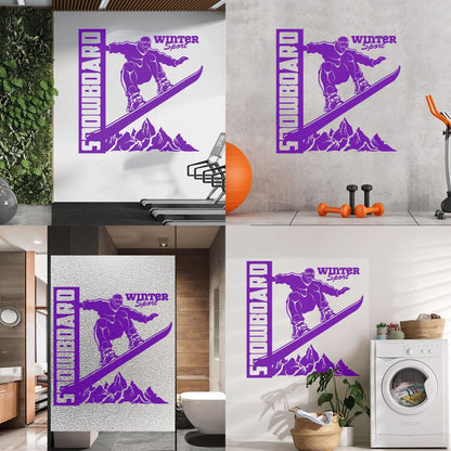 Vinyl Wall Decals Snowboard Mountains Winter Extreme Sport Home Art Mural Painting