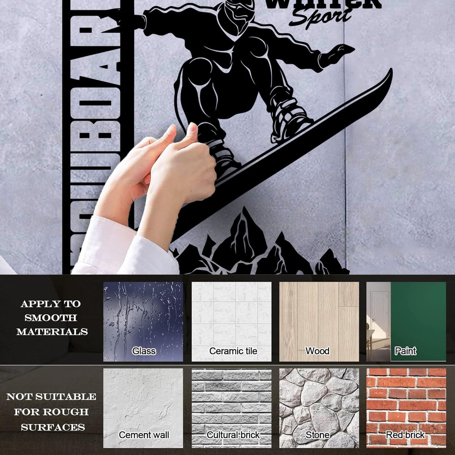 Vinyl Wall Decals Snowboard Mountains Winter Extreme Sport Home Art Mural Painting