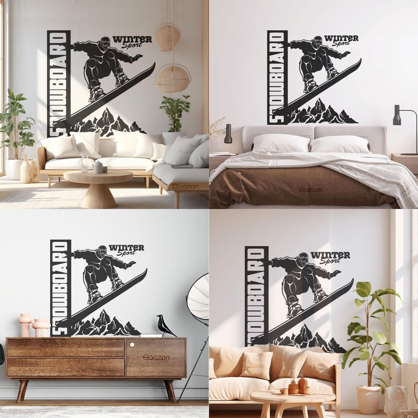 Vinyl Wall Decals Snowboard Mountains Winter Extreme Sport Home Art Mural Painting