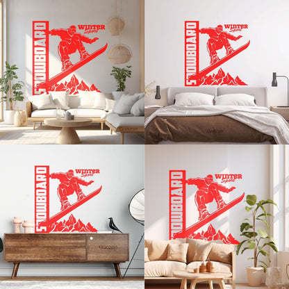 Vinyl Wall Decals Snowboard Mountains Winter Extreme Sport Home Art Mural Painting