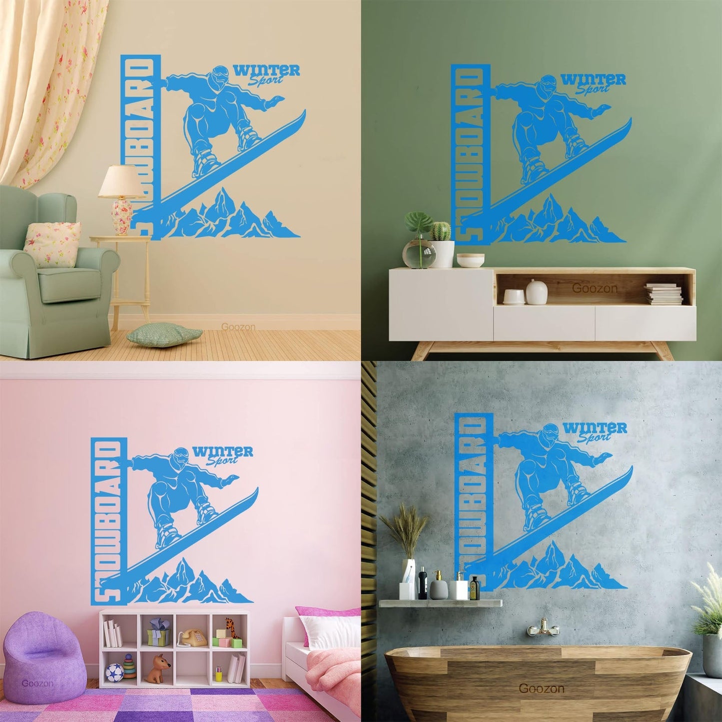 Vinyl Wall Decals Snowboard Mountains Winter Extreme Sport Home Art Mural Painting