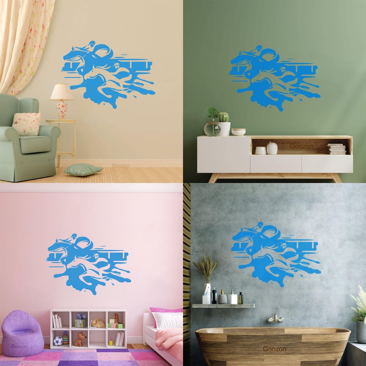 Fine Carving Decals Jockey Steeplechase Horse Racing Home Wall Beautification