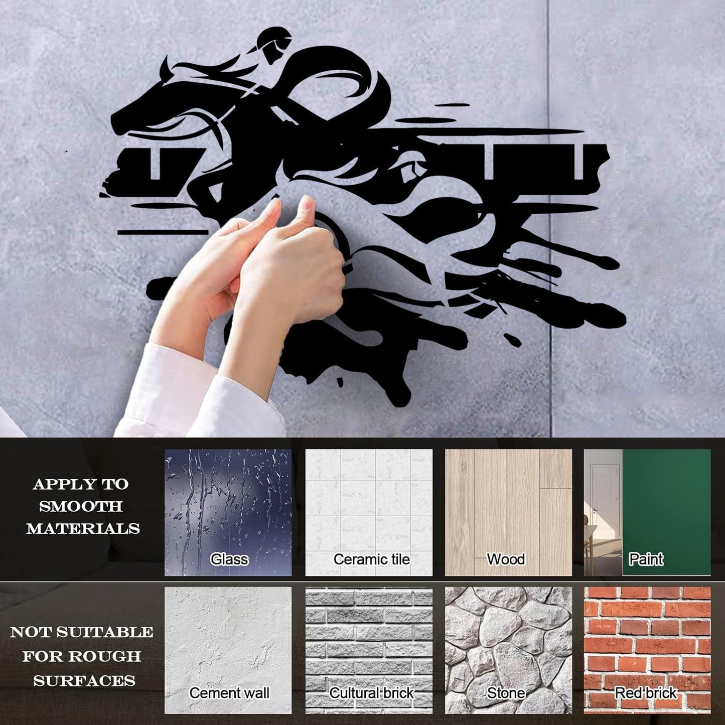 Fine Carving Decals Jockey Steeplechase Horse Racing Home Wall Beautification