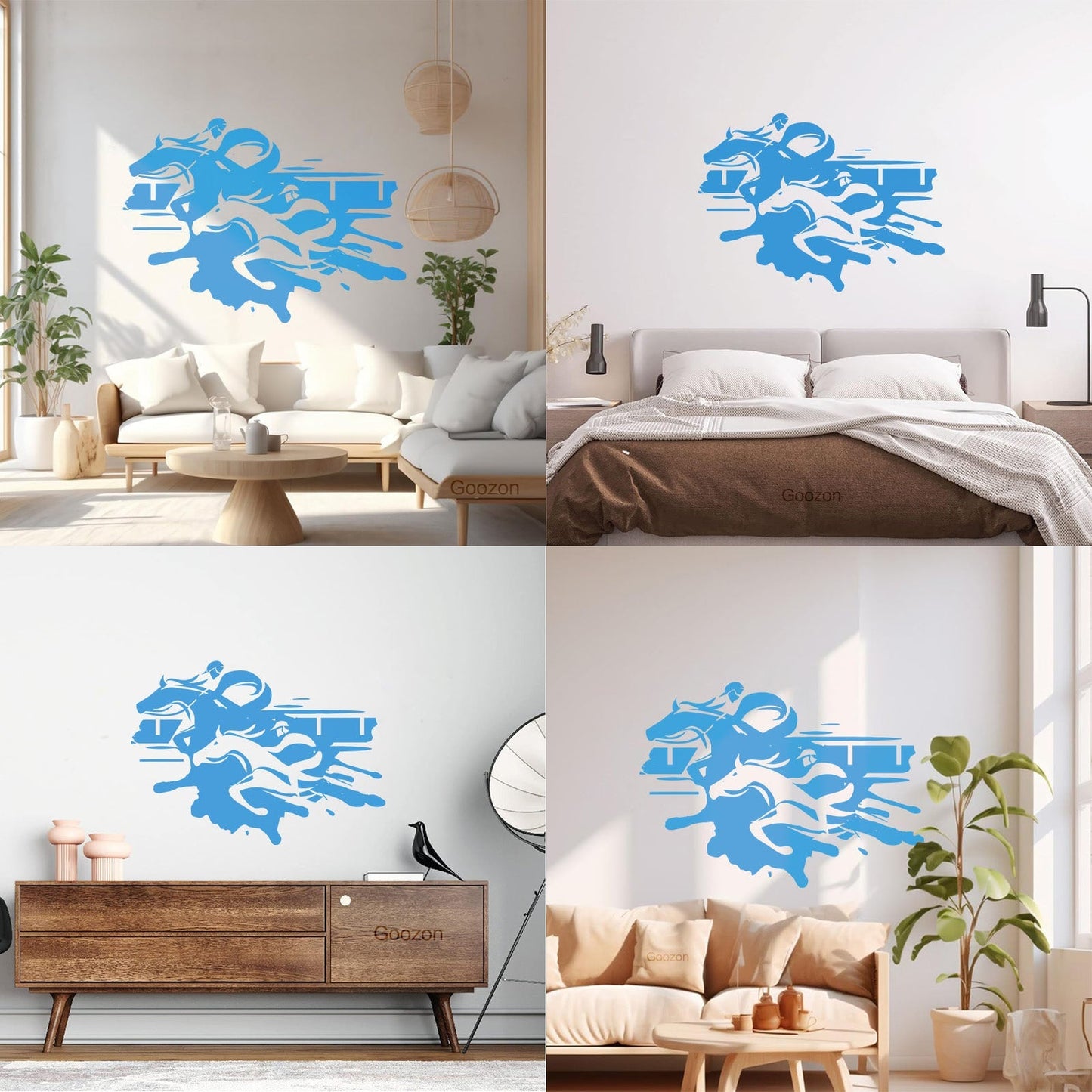 Fine Carving Decals Jockey Steeplechase Horse Racing Home Wall Beautification