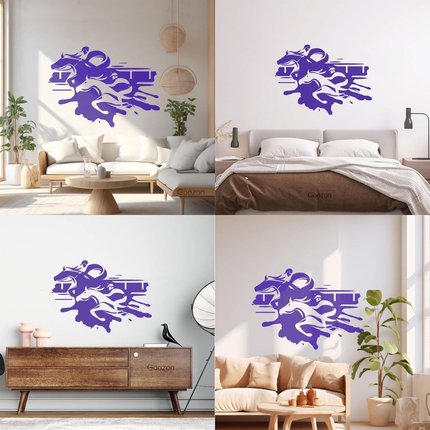 Fine Carving Decals Jockey Steeplechase Horse Racing Home Wall Beautification