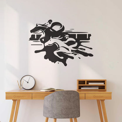 Fine Carving Decals Jockey Steeplechase Horse Racing Home Wall Beautification