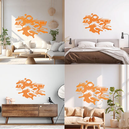 Fine Carving Decals Jockey Steeplechase Horse Racing Home Wall Beautification